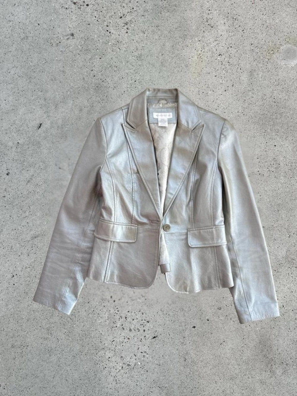 Worthington Metallic Silver Leather Blazer